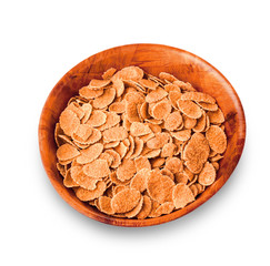 wooden plate with flakes on the white