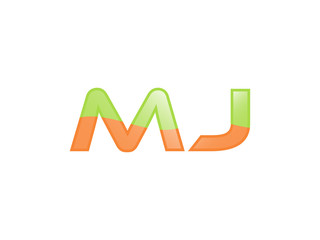 Green Orange shiny MJ letters