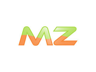Green Orange shiny MZ letters