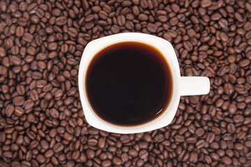 coffee cup and coffee beans