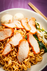 Noodle soup with barbecue pork.