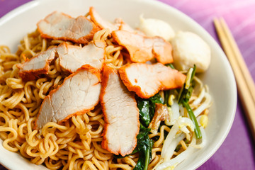 Noodle soup with barbecue pork.