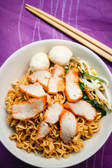 Noodle soup with barbecue pork.