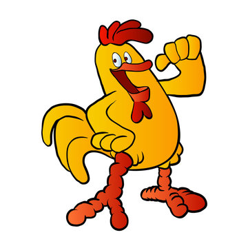 yellow chicken cartoon vector illustration