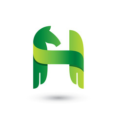 Green Horse Letter H Logo