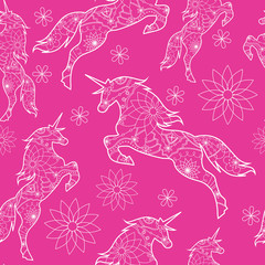 Seamless pattern with unicorns