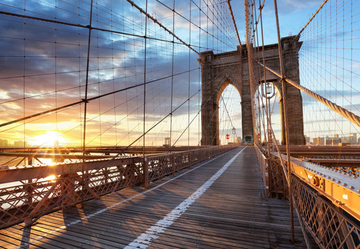 New York, Brooklyn bridge, Lower Manhattan, USA