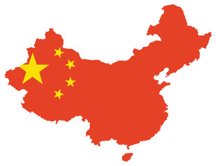 Naklejka premium Map of China with Flag 