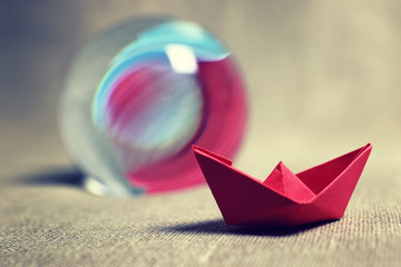 colored paper boats