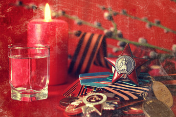 Retro effect on medals composition from Great Patriotic War