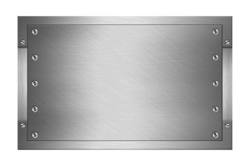 Metal plate with screws isolated on white