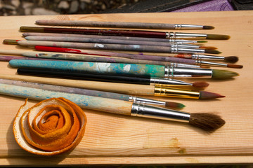 Fototapeta premium Paint brushes in the sun