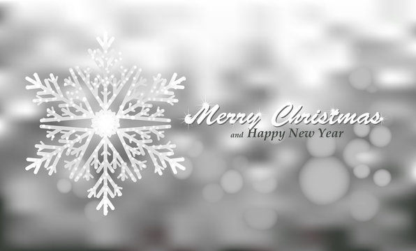 Merry Christmas silver background with snowflake