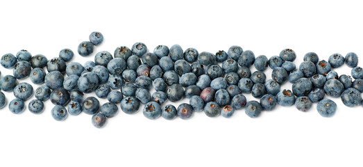 Line made of Bilberry or blueberry over isolated white background