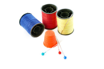 Spools of threads isolated over the white background