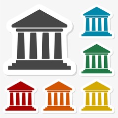 Multicolored paper stickers - Bank icon