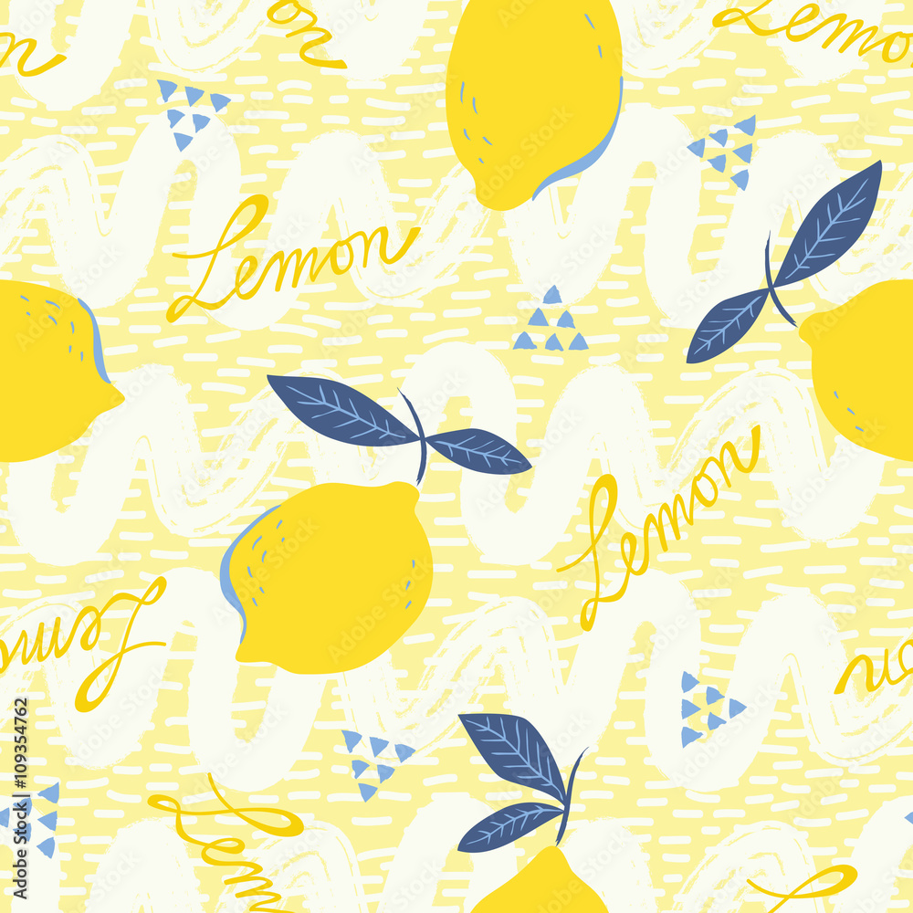 Poster seamless pattern with lemon fruits