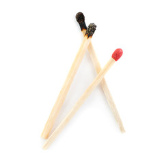 Pile of Wooden matches isolated over the white background