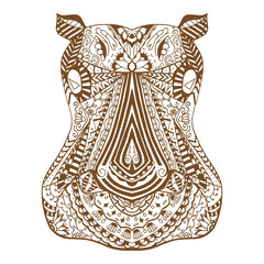 Hippo zentangle stylized