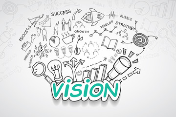 Vision text, With creative drawing charts and graphs business su