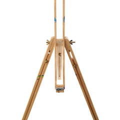 Wooden easel over isolated white background