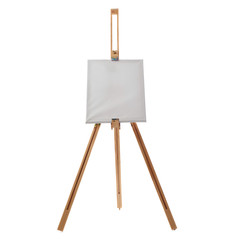 Wooden easel over isolated white background