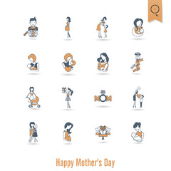 Fototapeta premium Happy Mothers Day Icons