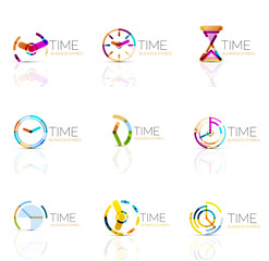Geometric clock and time icon set