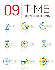 Geometric clock and time icon set