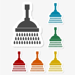 Multicolored paper stickers - Shower icon