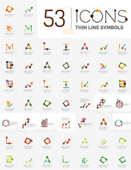 Naklejka premium Collection of linear abstract logos