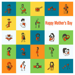 Obraz na płótnie Canvas Happy Mothers Day Icons