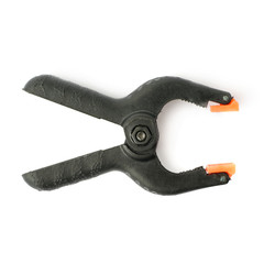 Clamp with orange plastic jaws, isolated over the white background