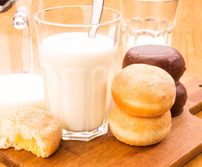breakfast; pastries filled with cream chocolate and milk