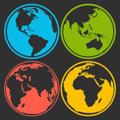 Set of earth planet globe logo icons for web and app
