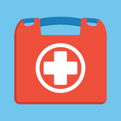 First aid kit box flat vector object