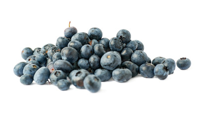 Pile of Bilberry or blueberry over isolated white background