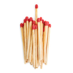 Pile of Wooden matches isolated over the white background