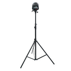 Studio flash on a stand over isolated white background