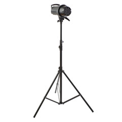 Studio flash on a stand over isolated white background