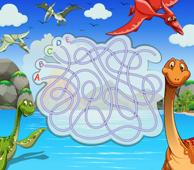 Game template with dinosaurs in the lake © GraphicsRF