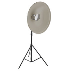 Studio flash on a stand over isolated white background