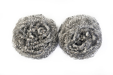 two stainless steel scourer