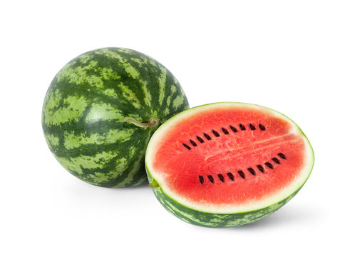 Closeup of watermelon on white background