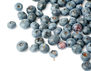 Pile of Bilberry or blueberry over isolated white background