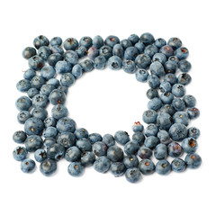 Round frame made of Bilberry or blueberry over isolated white background