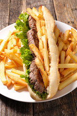 sandwich with beef and french fries