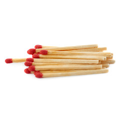 Pile of Wooden matches isolated over the white background
