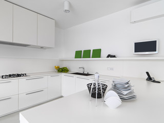 interior view of a white modern kitchen