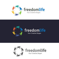 Freedom life logo. people logo template. insurance logo.